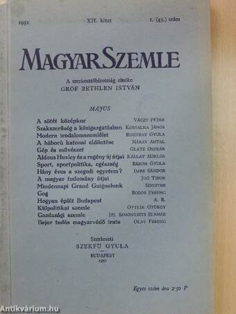 Magyar Szemle 1931. május