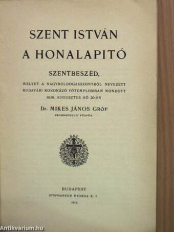 Szent István a honalapitó