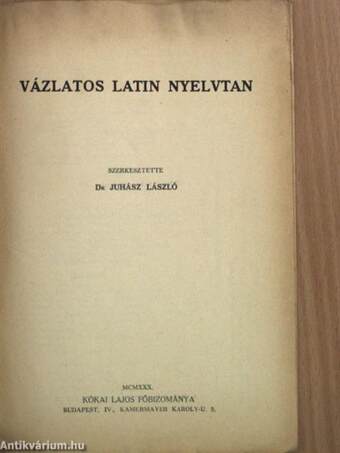 Vázlatos latin nyelvtan