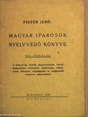 Magyar iparosok nyelvvédő könyve - Női iparágak