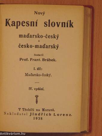 Új magyar-cseh és cseh-magyar zsebszótár I-II.