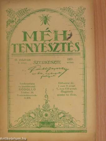 Méhtenyésztés 1931. május