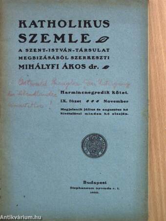 Katholikus szemle 1920. november