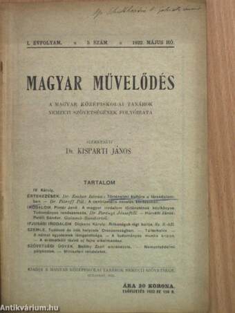 Magyar Művelődés 1922. május