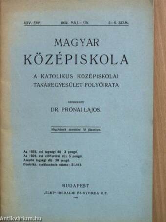 Magyar Középiskola 1932. máj.-jún.
