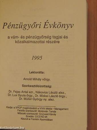 Pénzügyőri Évkönyv 1995