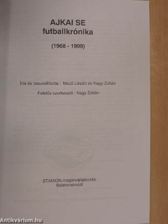 Ajkai SE futballkrónika 1968-1999