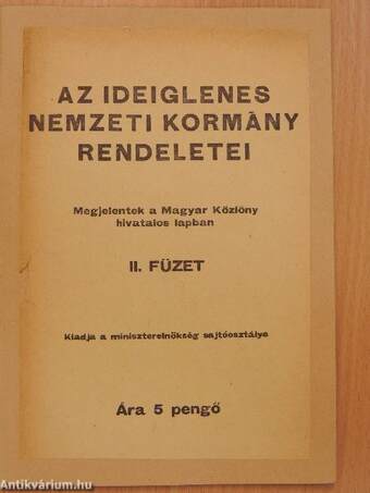 Az ideiglenes nemzeti kormány rendeletei II.