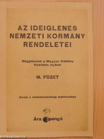 Az ideiglenes nemzeti kormány rendeletei III.