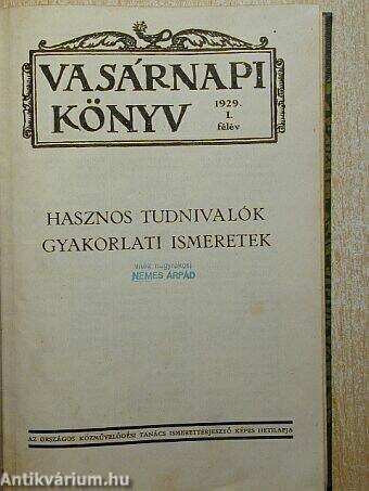 Vasárnapi Könyv 1929. (nem teljes évfolyam) I-II.