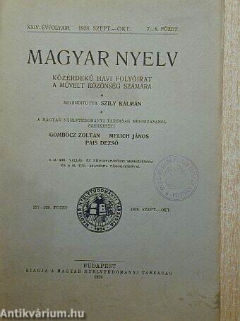 Magyar Nyelv 1928. szept.-okt.