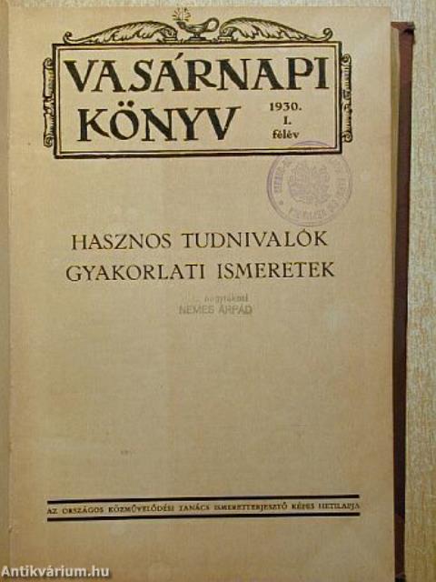 Vasárnapi Könyv 1930. (nem teljes évfolyam) I-II.