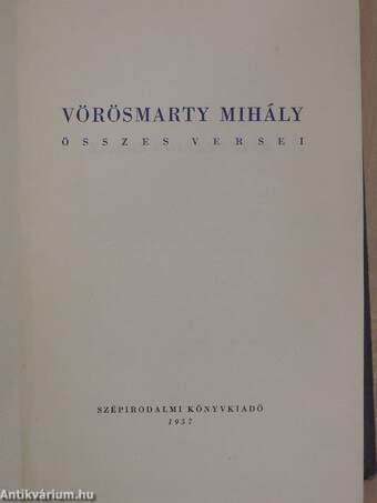 Vörösmarty Mihály összes versei I-II.