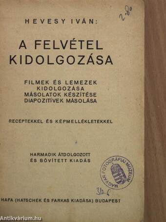 A felvétel kidolgozása