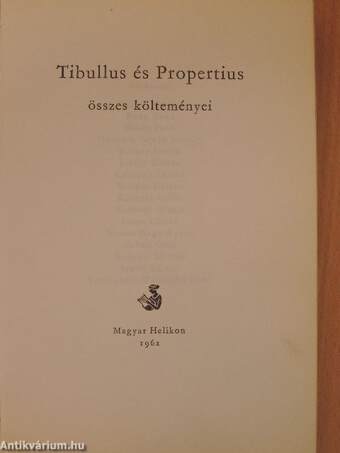 Tibullus és Propertius összes költeményei