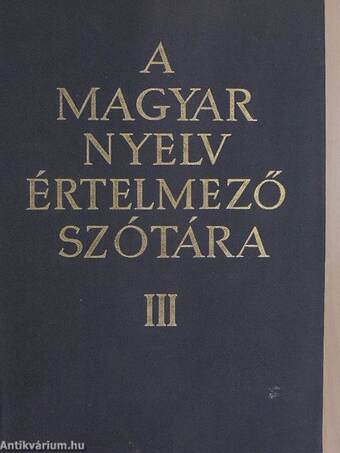 A magyar nyelv értelmező szótára III. (töredék)