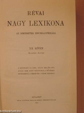 Révai nagy lexikona 12. (töredék)