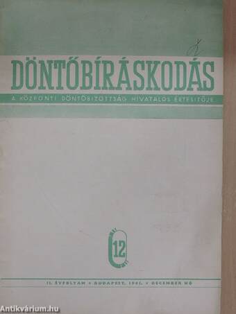 Döntőbíráskodás 1961. december