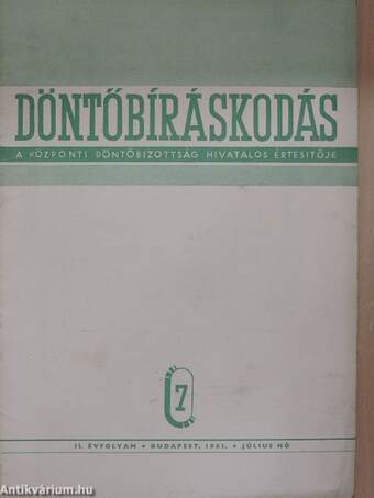 Döntőbíráskodás 1961. július