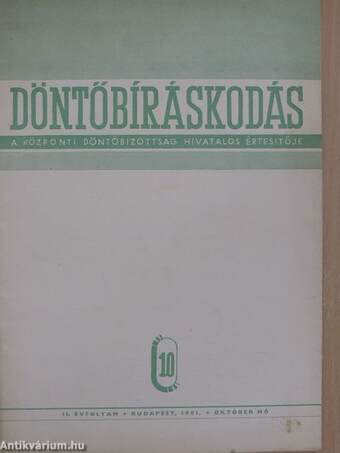 Döntőbíráskodás 1961. október