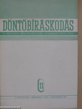 Döntőbíráskodás 1961. november