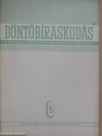 Döntőbíráskodás 1962. május