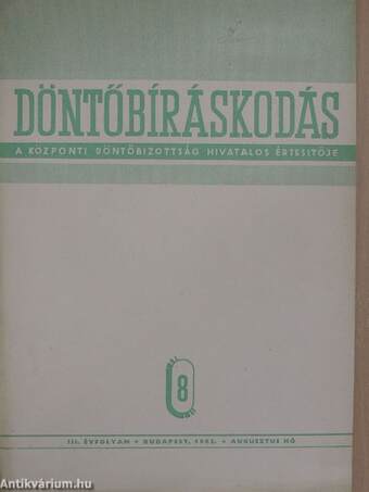 Döntőbíráskodás 1962. augusztus