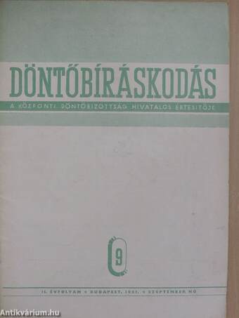 Döntőbíráskodás 1961. szeptember