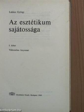 Az esztétikum sajátossága 1. (töredék)