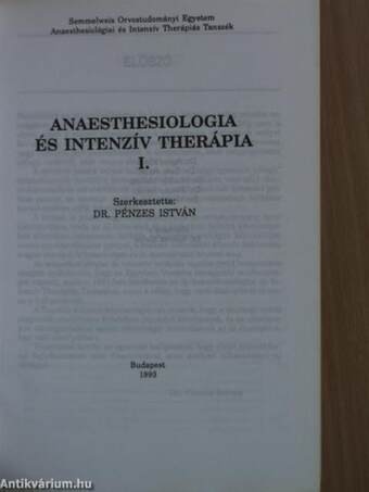 Anaesthesiologia és intenzív therápia I.