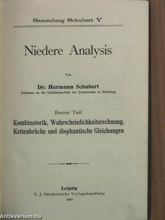 Niedere Analysis I.