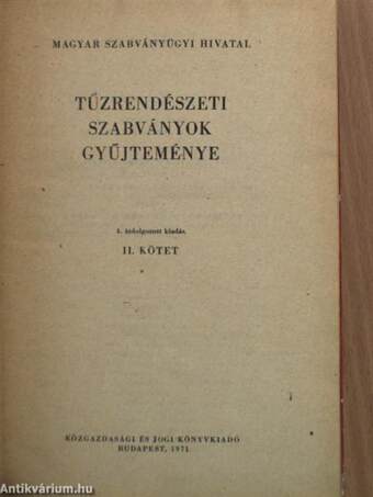 Tűzrendészeti szabványok gyűjteménye II. (töredék)