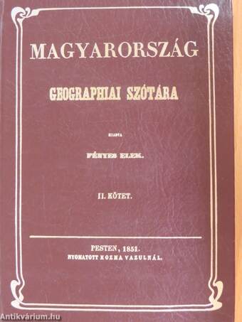 Magyarország geographiai szótára II. (töredék)