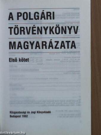 A polgári törvénykönyv magyarázata 1. (töredék)