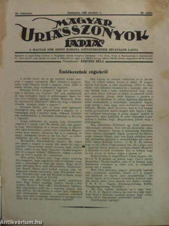 Magyar Uriasszonyok Lapja 1926. október 1.