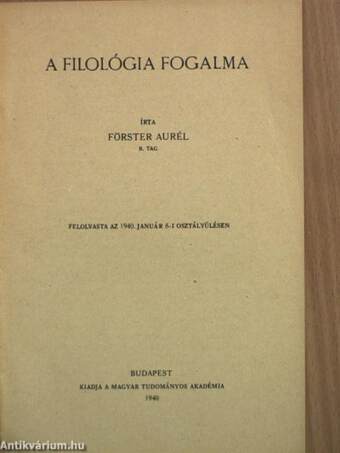 A filológia fogalma