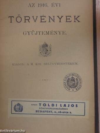 Az 1916. évi törvények gyüjteménye