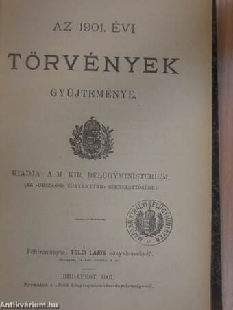 Az 1901. évi törvények gyüjteménye