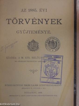 Az 1885. évi törvények gyüjteménye