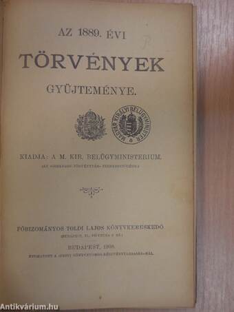 Az 1889. évi törvények gyüjteménye