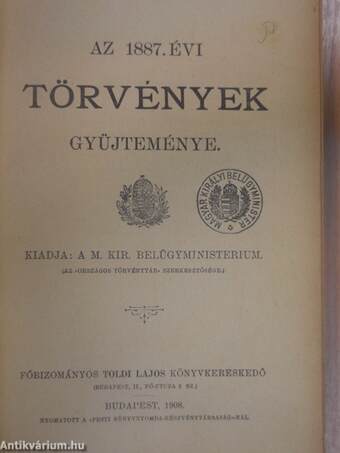 Az 1887. évi törvények gyüjteménye