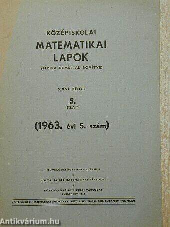 Középiskolai matematikai lapok 1963/5.