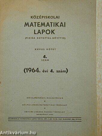 Középiskolai matematikai lapok 1964/4.