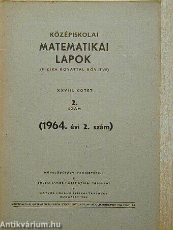 Középiskolai matematikai lapok 1964/2.