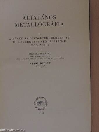 Általános metallográfia I.