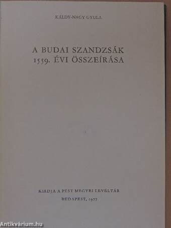 A budai szandzsák 1559. évi összeírása