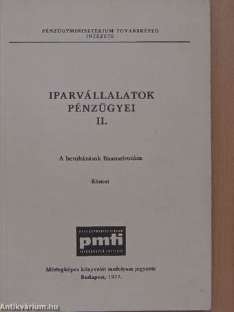 Iparvállalatok pénzügyei II.