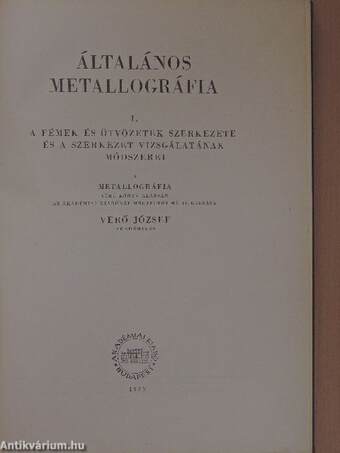 Általános metallográfia II.