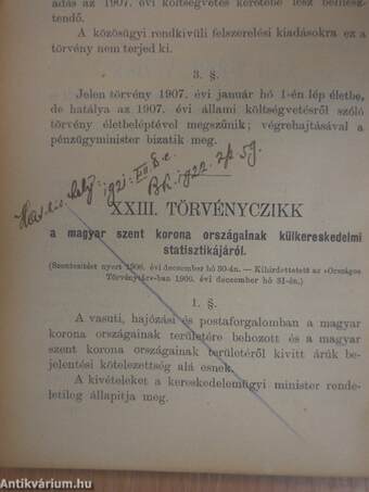 Az 1906. évi törvények gyüjteménye