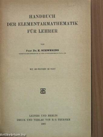 Handbuch der Elementarmathematik für Lehrer